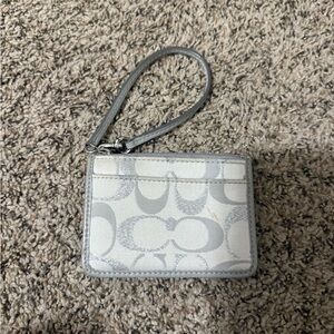 Coach Gray and White Wristlet Wallet